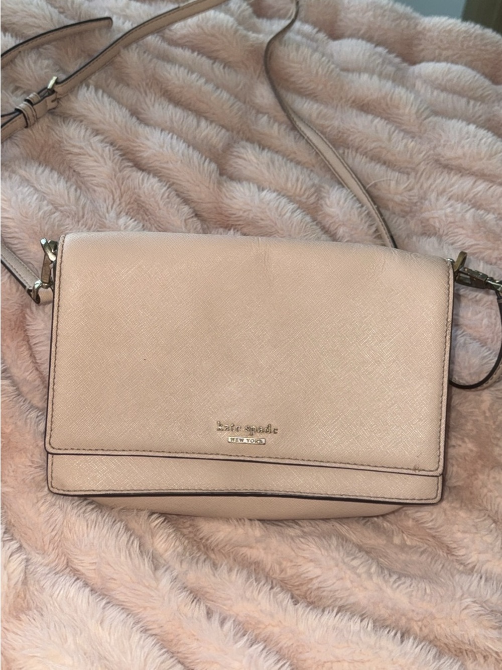 kate spade Pale Pink Leather Crossbody Bag with Gold Hardware